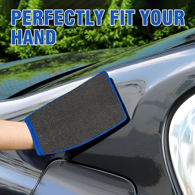 Tidy Monster 2 Pack Clay Mitt and Bar, Medium Grade Bundle With Blue Clay Towel for Car Cleaning and Polishing
