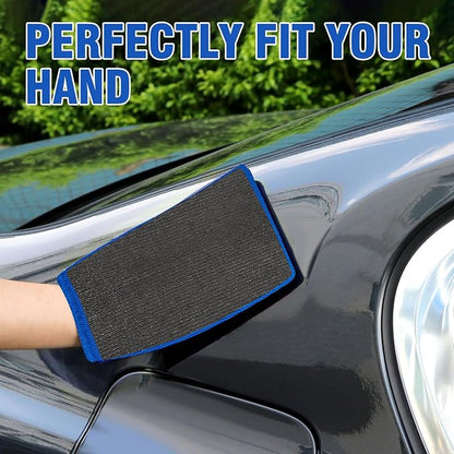 Tidy Monster 2 Pack Clay Mitt and Bar, Medium Grade Bundle With Blue Clay Towel for Car Cleaning and Polishing