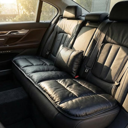 A leather rear seat cushion specially designed for cars - made by hand - can relieve pain in the buttocks, pressure points, and sciatic nerve. | Rear seat cover (Premium Black, Rear Seat Cushion)