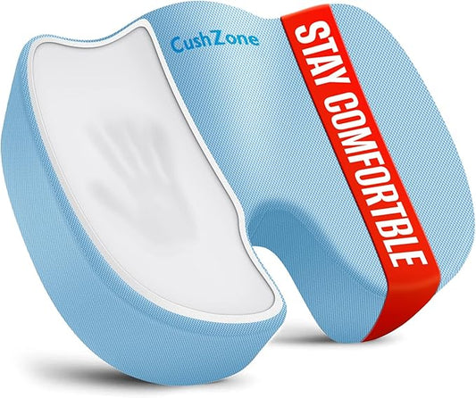 CushZone Seat Cushion, Office Chair Cushions, Car Seat Cushion, Non-Slip Sciatica & Back Coccyx Tailbone Pain Relief Chair Pad, Memory Foamr (Large,Light Blue)