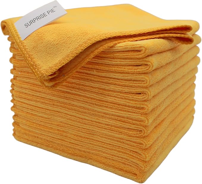 Ultimate Microfiber Cleaning Cloth - Car Drying Towel Scratch-Free, Lint-Free, and Super Absorbent for Drying,Kitchen Towels, Dish rags12x12 Inches Orange-12 Pack