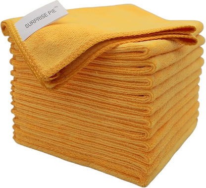 Ultimate Microfiber Cleaning Cloth - Car Drying Towel Scratch-Free, Lint-Free, and Super Absorbent for Drying,Kitchen Towels, Dish rags12x12 Inches Orange-12 Pack