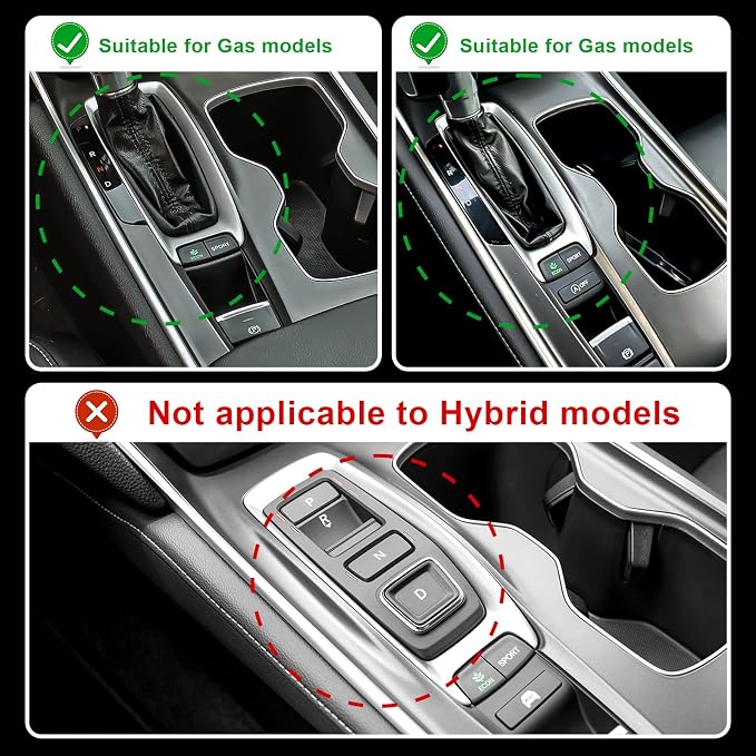 Carbon Fiber Gear Shift Panel Cover Compatible with 2018-2022 10th Gen Honda Accord Gas