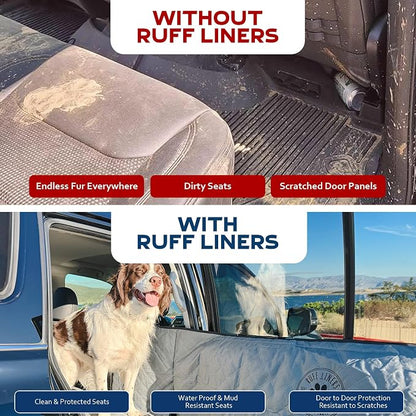 Ruff Liners Dog Hammock for Car, Black – As Seen on Shark Tank – Back Seat Protector for Cars, Mid-Size SUVs, & Mid-Size Trucks – Waterproof, Touch Fasteners, & Belt Slots – Heavy Duty Dog Seat Cover