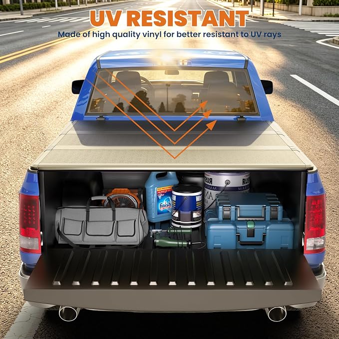 KUIPERAUTO 5.7FT Tri Hard Truck Bed Tonneau Cover Compatible for 2009-2026 Dodge Ram 1500 Inclu. Classic & New Body (w/o Ram Box) On Top 67.4 inch Aluminum Bed