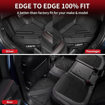 LASFIT Floor Mats for Ford Bronco Sport 2021-2026 Carpet Floor(Not for Rubberized Flooring) All Weather Protector Custom Fit TPE Car Liners, No Sliding, No Curling