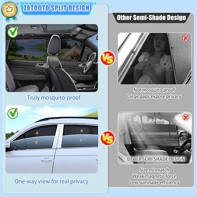 ZATOOTO Car Window Shades for Forester 2019-2024, Car Window Cover Baby Sun Shade Sun Blocker Window Screens for Camping | UV Protection, Privacy, Ventilation, and Bug-Free Design