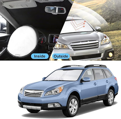 TINGLU Sun Shade for Subaru Outback Wagon 2010-2014 Accessories Windshield Sun Shade Window Shade UV Rays Protection Sun Visor Cover with Steering Wheel Sunshade Storage Bag