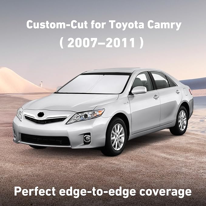 EcoNour Windshield Sunshade Compatible for Toyota Camry 2007-2009 2010 2011, LE, SE, SE Nightshade, XLE, XSE, TRD, Sun Visor for Front Windshield Sun Shade Cover, UV Heat Protector, Car Accessories