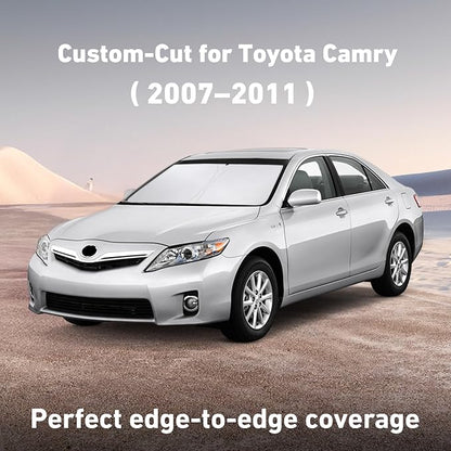EcoNour Windshield Sunshade Compatible for Toyota Camry 2007-2009 2010 2011, LE, SE, SE Nightshade, XLE, XSE, TRD, Sun Visor for Front Windshield Sun Shade Cover, UV Heat Protector, Car Accessories