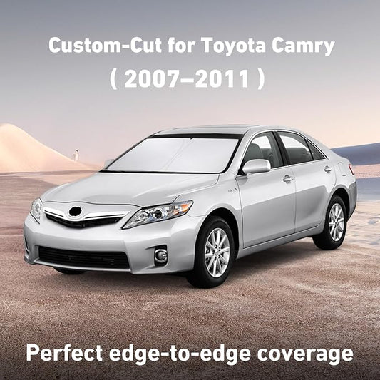 EcoNour Windshield Sunshade Compatible for Toyota Camry 2007-2009 2010 2011, LE, SE, SE Nightshade, XLE, XSE, TRD, Sun Visor for Front Windshield Sun Shade Cover, UV Heat Protector, Car Accessories