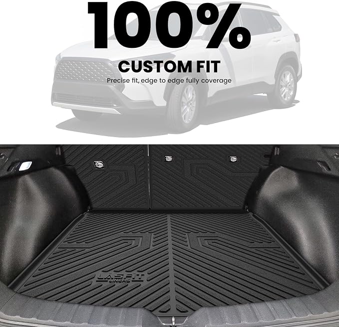 LASFIT Cargo Mat with Backrest Mat for Toyota Corolla Cross Hybrid 2026 2025 2024 2023 2022, All Weather TPE Custom Fit Trunk Mat Trunk Liner Trunk Tray Cargo Liner Cargo Tray with Seatback Cover