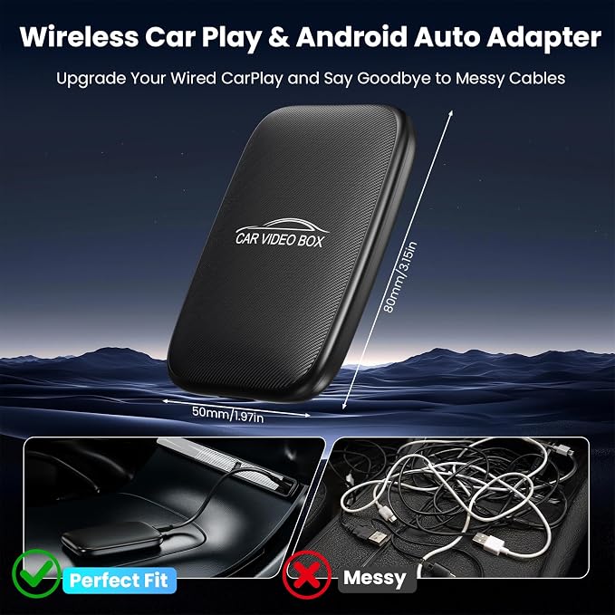 CarPlay AI Box 2026 Upgraded—Wireless CarPlay & Android Auto Adapter, Magic Video Box Support YouTube,TF Card,Wired-to-Wireless Conversion, Plug and Play carplay adapter for IOS10+/Android 11+