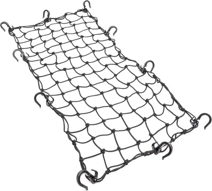 Powertye 15in x 30in Elastic Cargo Net with 10 Adjustable Hooks and Tight 2in x 2in Mesh, Black