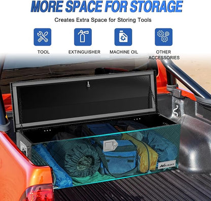 Nilight 44 Inch Truck Tool Box Heavy Duty Aluminum Stripes Plated Pick Up Truck Bed Toolboxes 44"x15"x15" Waterproof Storage Organizer for Bed of Truck RV Trailer with Side Handle Lock Keys, Black