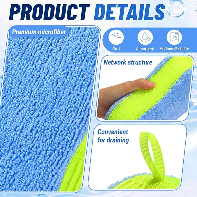 4 Pack Microfiber Car Wash Sponges, Dual-Sided Scrub Pad Multi-Purpose for Auto Detailing, Household Cleaning, Bathroom, Kitchen, Bike, Boat (Green)