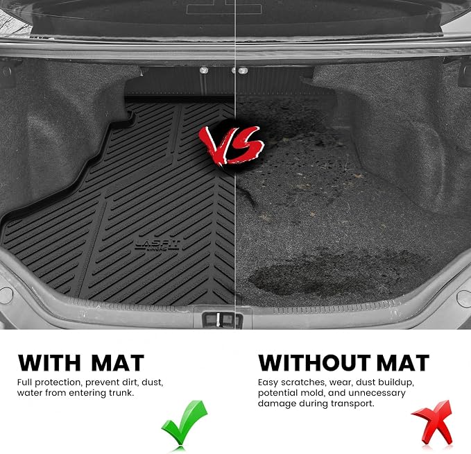 LASFIT Trunk Mat for Toyota Camry 2017 2016 2015(Not Fit Hybrid), Custom Fit TPE All Weather Cargo Mat for Camry 2015-2017 Trunk Liner Rear Cargo Liner, Black
