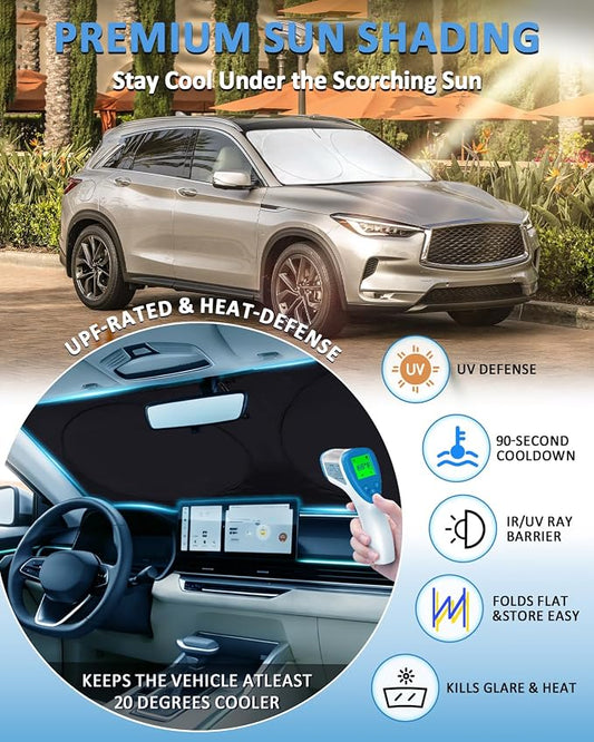 Sun Shade for QX50 Windshield Sunshade Custom fit for 2019-2021 Infiniti QX50 & 2021-2025 2026 QX55 Accessories Foldable Front Window Cover UV Bloker Sun Visor Protector