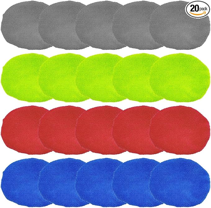 20PCS Microfiber Cloths for Car Windshield Cleaning Tool, Replaced Glass Cleaning Clothes, Interior Auto Window Cleaner Washing Bonnets, Washable & Reusable Microfiber Pads Cover Kit (Square)