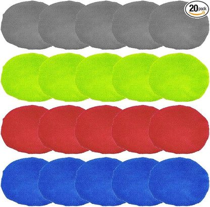 20PCS Microfiber Cloths for Car Windshield Cleaning Tool, Replaced Glass Cleaning Clothes, Interior Auto Window Cleaner Washing Bonnets, Washable & Reusable Microfiber Pads Cover Kit (Square)