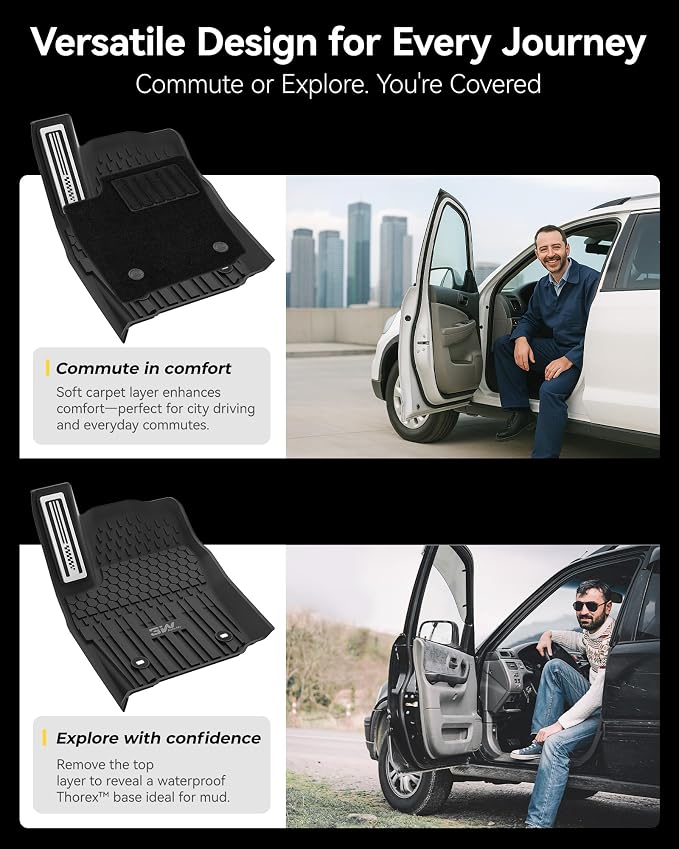 3W Floor Mats&Carpet for Toyota Tacoma 2024-2026 Double Cab Auto Tran(Not Fit Hybrid & XtraCab) with Metal Pedals, TPE All Weather Custom Fit Floor Liner for Tacoma TRD/SR/SR5/limited Car Liners.