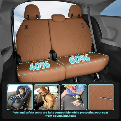 Customized for Toyota Sienna Seat Covers 2021-2026 Sienna 8 Seats 3 Row, Leather Car Seat Covers Waterproof Seat Covers Full Set for Cars, Car Seat Protectors, Airbag Compatible(Brown)