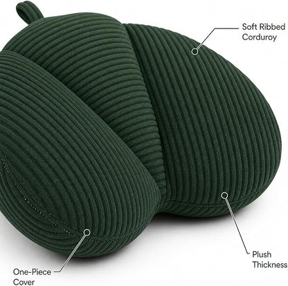 Lumbar Support Pillow for Couch, Back Support Pillow for Office Chair, Heart-Shape Back Cushion with Shredded Foam for Back Pain Relief & Reading, Lumbar Cushions for Recliner, Car, Green