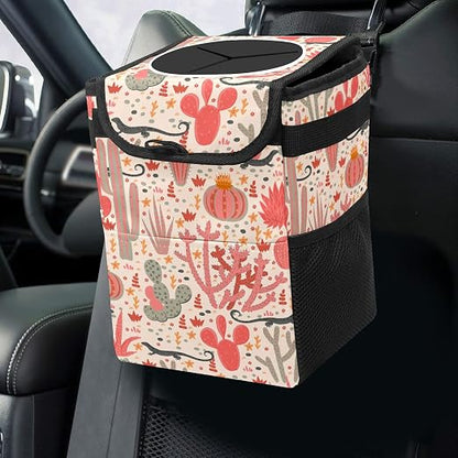 Car Trash Can – Lightweight and Portable with Durable Water-Resistant Coating, No Installation Required, Practical and Ample Capacity,Car Accessories Interior Car Organizer. Cactus