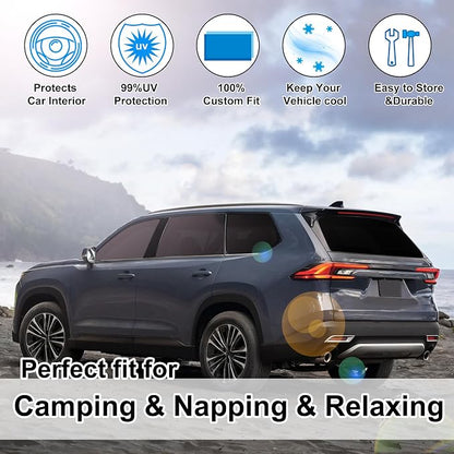 TINGLU Window Shades for Toyota Grand Highlander XLE 2024-2026 Accessories Car Side Full Windows Rear Triangular Windshield Sun Shade Sun UV Rays & Privacy Protection for Camping 8PCS