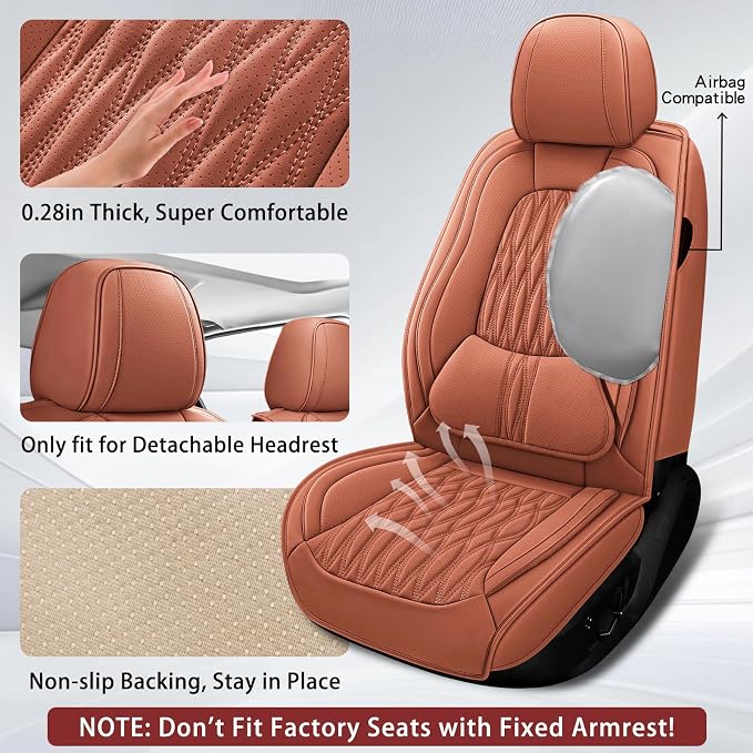 WELLDO Car Seat Cover, 2 Seats, Brown | Waterproof, Scratch-Resistant, Breathable & Easy to Clean, Universal Fit for SUV Sedan Truck, Full Set