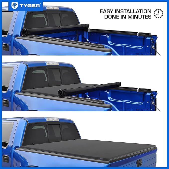 Tyger Auto T1X Soft Roll-Up in Fabric Truck Bed Tonneau Cover Compatible with 2022-2026 Ford Maverick (Not Fit Models with Utility Track System) | 4.5' (54") Bed | TG-BC1F9061X