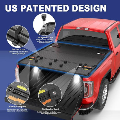 MOSTPLUS Tri-Fold Hard Truck Bed Tonneau Cover On Top Compatible for 2007-2013 Chevy/GMC Silverado Sierra 1500 3 Fold Fleetside Solid 5.8 FT