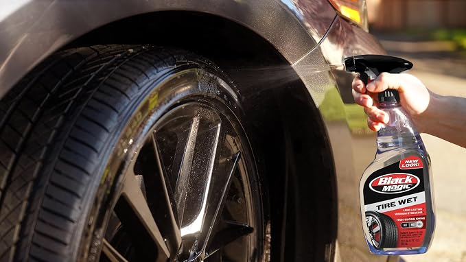 Black Magic 120217 Tire Wet, 23oz (Pack of 2) - Specially Formulated Tire Shine Applicator Cleaner to Keep Them Looking Wet, Black, and Glossy with One Quick Spray – Long-Lasting Protection for Tires | Specially Formulated Tire Shine Applicator Cleaner...