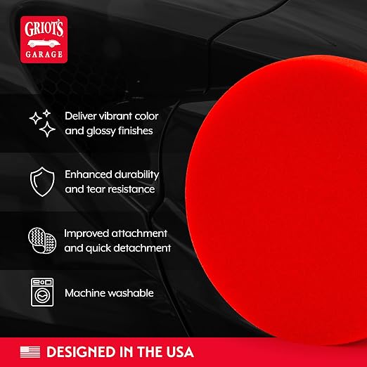 Griot's Garage 5.5” Red Foam Waxing Pads for Car Detailing, Polishing and Buffing Pads for Use with Waxes and Sealants, 10525, Set of 2