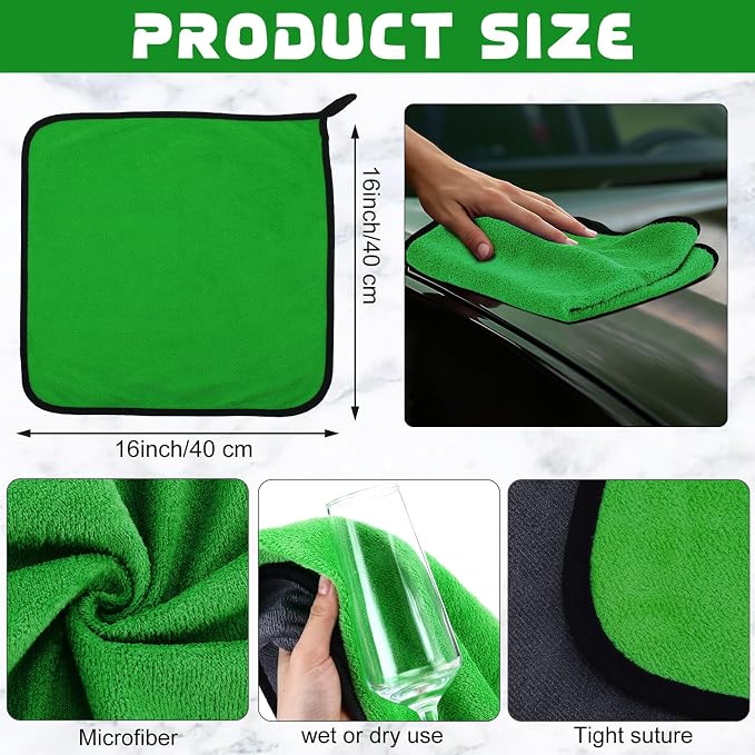 Tallew 50 Pcs Microfiber Towels:16"x16" Microfiber Drying Towels Bulk Micro Fiber Car Cleaning Cloth for Cars Drying Washing Polishing Office Windows Cleaning Household Supplies (Green,Gray)