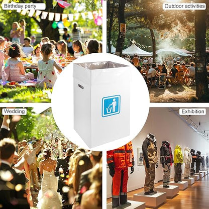 40 Gallon Cardboard Trash cans for Events (Pack of 10)， with 20 Liners Included，Be applicableOutdoor Events pop up Trash cans for Parties，Reusable Portable Garbage Can，in-Home Recycling Bins