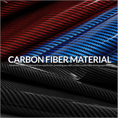 Carbon Fiber Steering Wheel Cover 3pcs Set Car Steering Wheel Accessories 14.5-15 inch Universal (Black Red Blue)