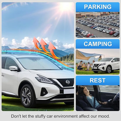 Custom Fit Windshield Sun Shade for Nissan Murano 2025-2026 | Custom Fit Windshield Cover, Blocks UV Rays, Double-Layer Heat Shield, Durable Frame, Easy Fold & Storage