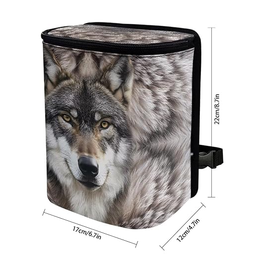 Talayituse Wolf Print Car Trash Can with Lid, Leak Proof Auto Trash Bag Hanging Vehicle Garbage Can Multipurpose Storage Container for Back Seat Road Trip