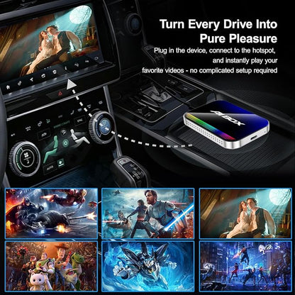Magic AI Box, Wireless CarPlay Android Auto Adapter with Net-Flix YouTube TikTok, Built-in Play Store and Screen Mirroring, Plug and Play Video Adapter for OEM Factory Wired CarPlay Vehicles