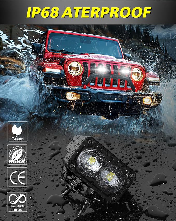 3 Inch SAE LED Fog Lights 40W DOT Approved Mini LED Light Pods Street Legal Cut-Off Low Beam Small Offroad Lights Fog Pods Lights 2 Packs for Trucks Pickup Motorcycle Dirt Bike SUV UTV ATV