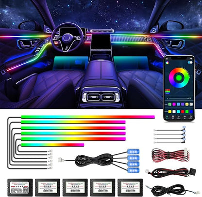 Dreamcolor Acrylic Interior Car Lights, 14 in 1 RGB LED Strip Lights with APP Control and 213 Color Modes, Decorative Car Ambient Lighting Kits