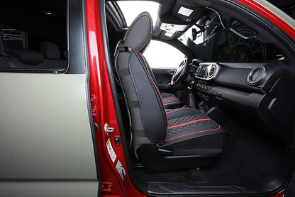Tomatoman Tacoma Seat Covers Compatible with Toyota Tacoma 2005-2023 2024 2025 2026 Access Crew Double Cab Truck TRD Pro Trail Edition Limited SR5 Offroad Car Cushions (2 PCS Front/Black-Red)