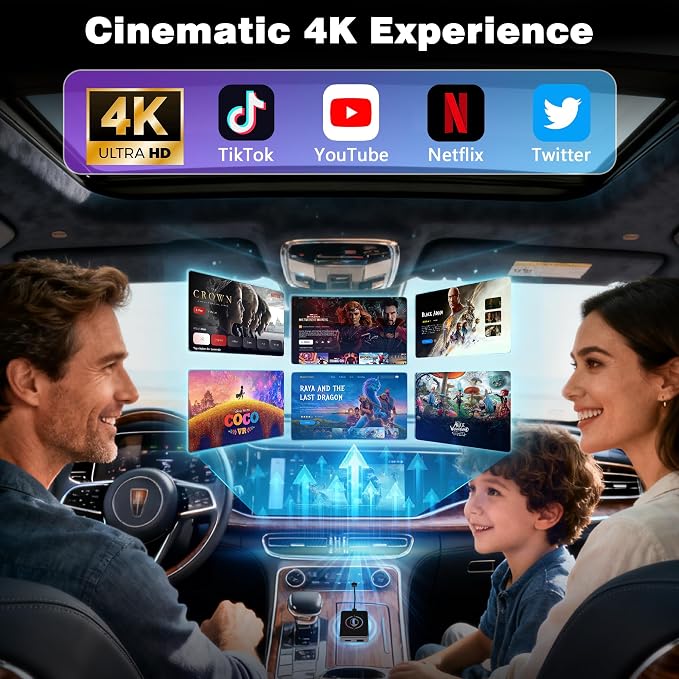 4-in-1 Wireless CarPlay & Android Auto Adapter, Screen Mirroring & HDMI Output for Cars with OEM Wired iPhone/Android, Plug & Play