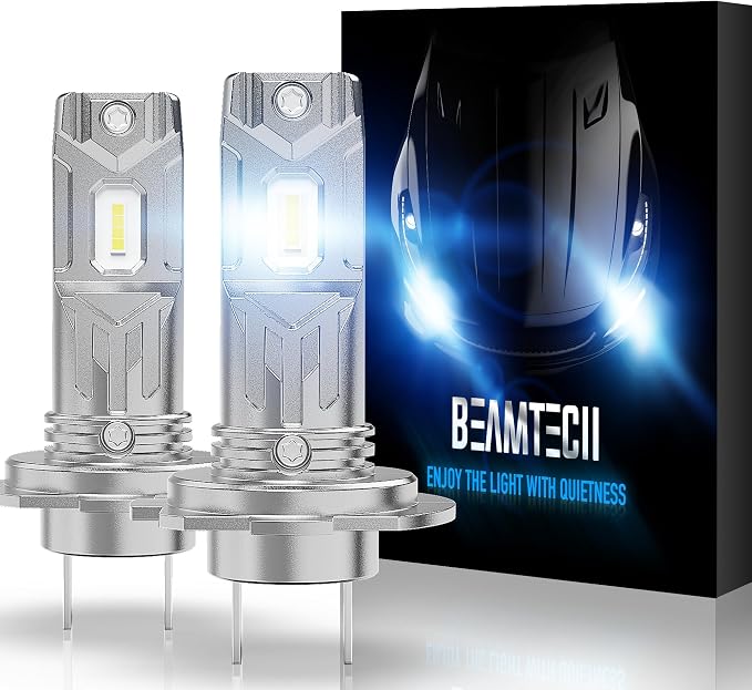 BEAMTECH H7 Bulbs,H7 Light Bulb Plug and Play No Adapter Required 1:1 Size 6500K White Fog Light Bulb of 2