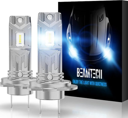 BEAMTECH H7 Bulbs,H7 Light Bulb Plug and Play No Adapter Required 1:1 Size 6500K White Fog Light Bulb of 2