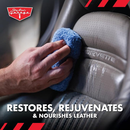 Jay Leno's Garage Car Leather Conditioner and Auto Leather Care - Professional Leather Conditioner for Car Seats, Nourishes Protects & Restores, Lanolin & Beeswax Formula, Non-Greasy Finish (16 oz)