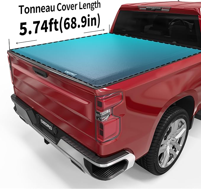 oEdRo Tri-Fold Truck Bed Soft Tonneau Cover Compatible with 2019-2026 Chevy Silverado 1500 / GMC Sierra 1500 New Body Style, Fleetside 5.8 Feet Bed w/o Multi-Flex Tailgate