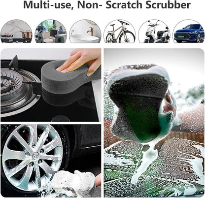 jeseny 5 PCS Car Wash Sponge, High Density Waxing Wiping Car Sponge, Thick Foam Scrubber Kit, Absorbent Eco Friendly Sponges, for Dishes, Tile, Bike, Boat, Kitchen, Household Cleaning (Black)