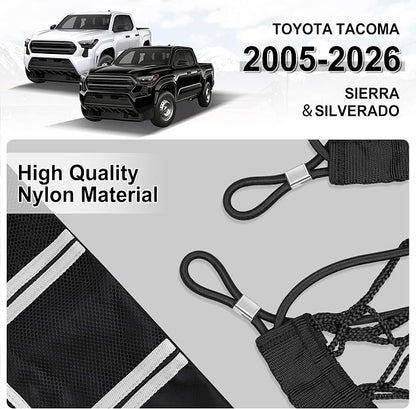 Amiss Truck Bed Cargo Net with Side Organizer, Compatible with Toyota Tacoma 2005-2025 2026, Portable Storage for Pickup Cargo and Heavy Duty Hook, Exterior Accessories for Car SUV Truck